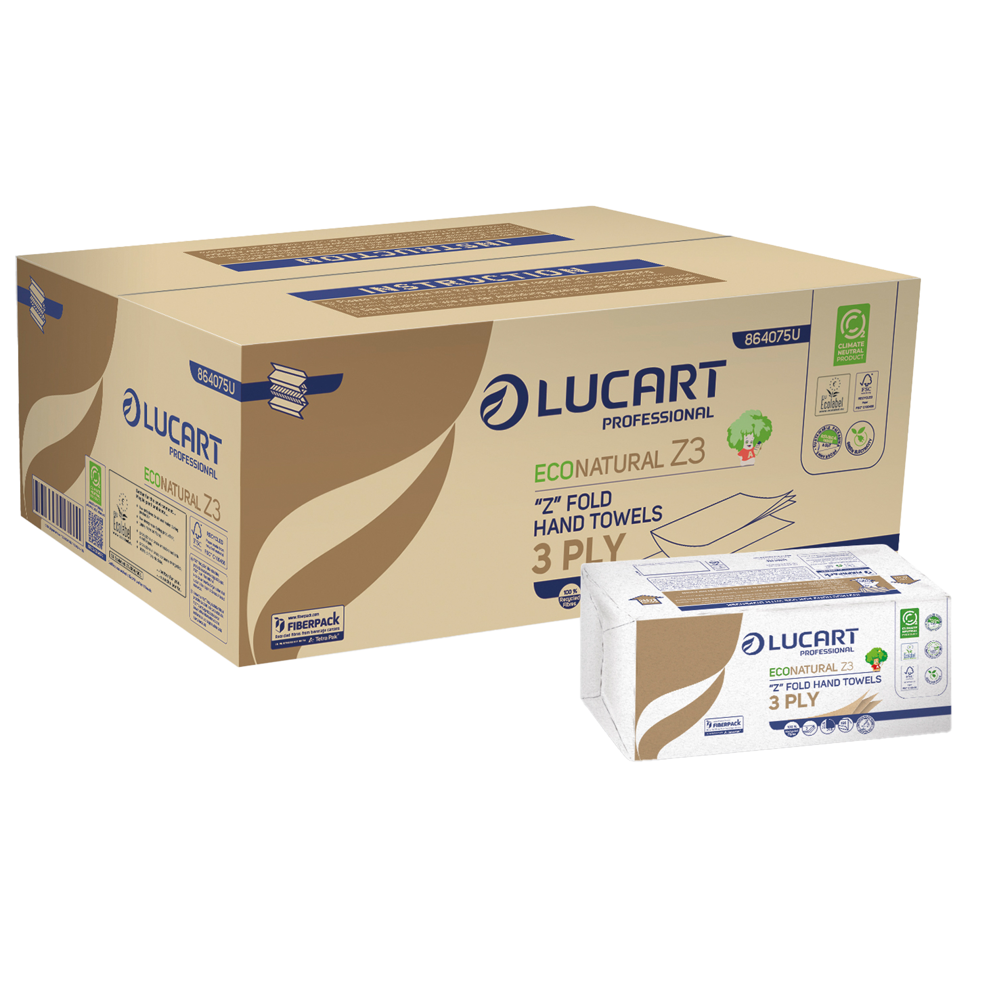 Asciugamani eco natural lucart 23x21cm avana plastic free 8005892416191