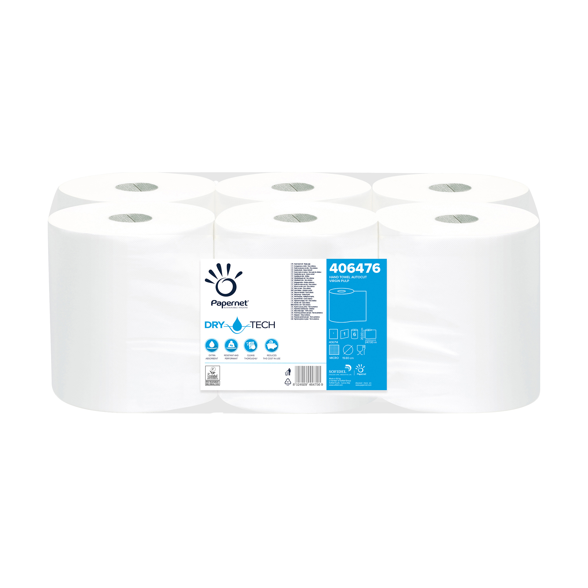 Asciugamani autocut 20x247mt micro bianco carta igiene 8024929464769