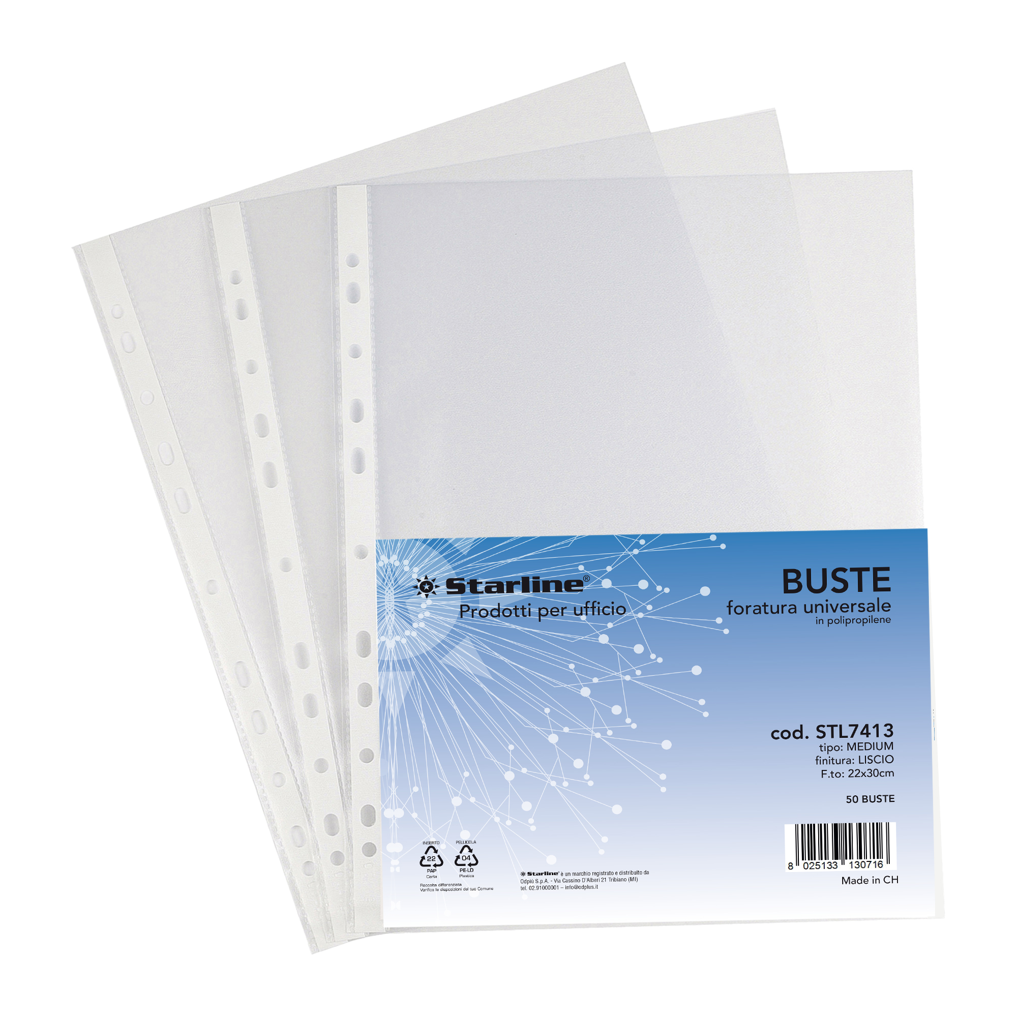 Buste trasparenti starline medio 22x30 cm liscio foratura universale 8025133130716