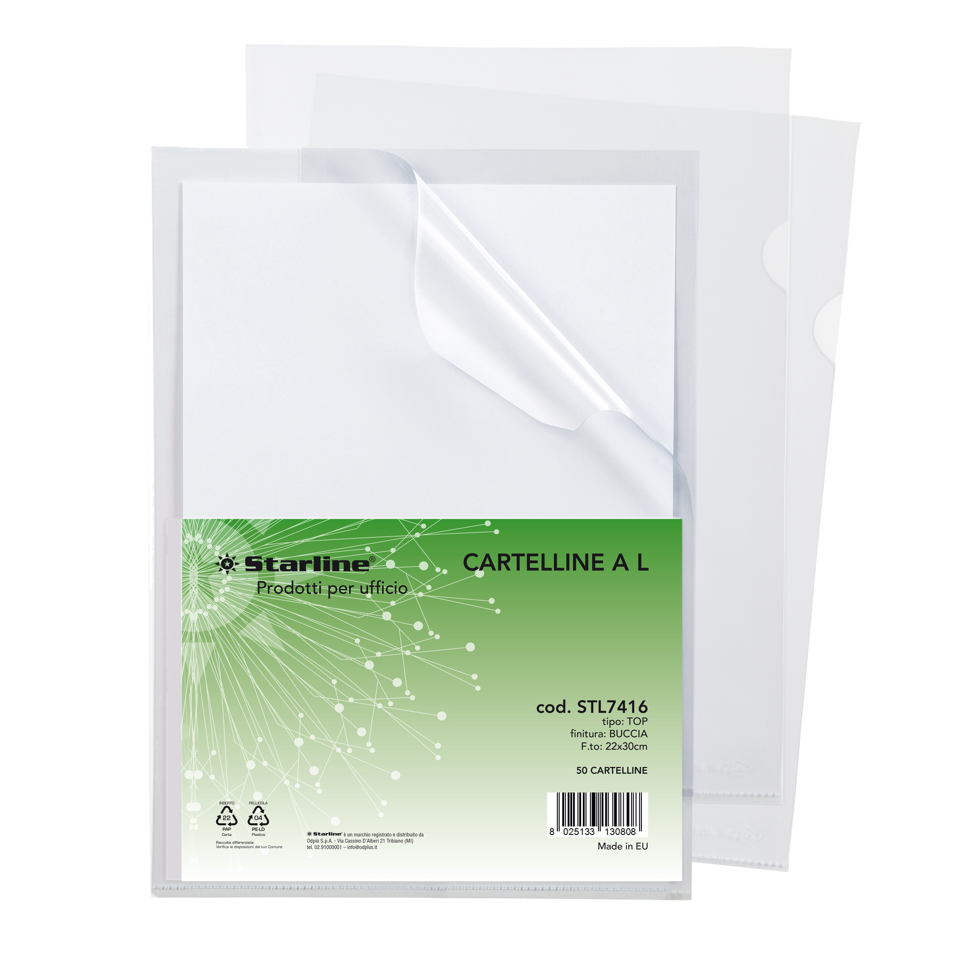 Starline cartellina trasparente 22x30 cm buccia d`arancia top 50 pezzi 8025133130808