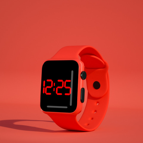Orologio digitale smartwatch led rosso nero con cinturino morbido 8056894713221
