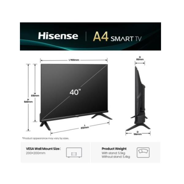 Tv 40 pollici hisense a49q full hd con tecnologia smart vidaa 6942351418001