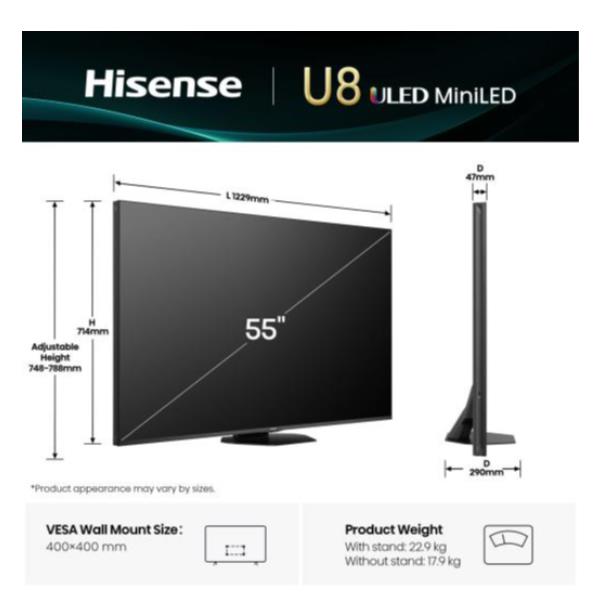 Tv hisense 55 u8q mini led 4k uhd smart 6942351419220