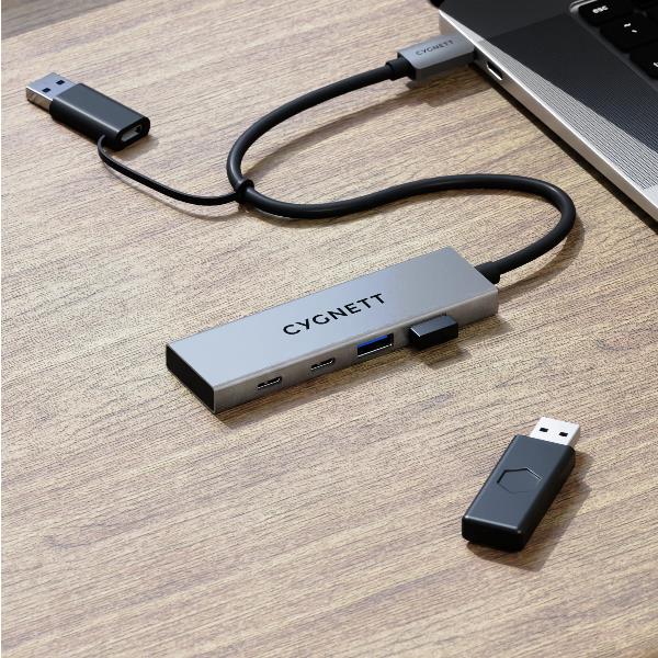 Hub usb-c a 4 porte usb-a con adattatore integrato 0848116048260