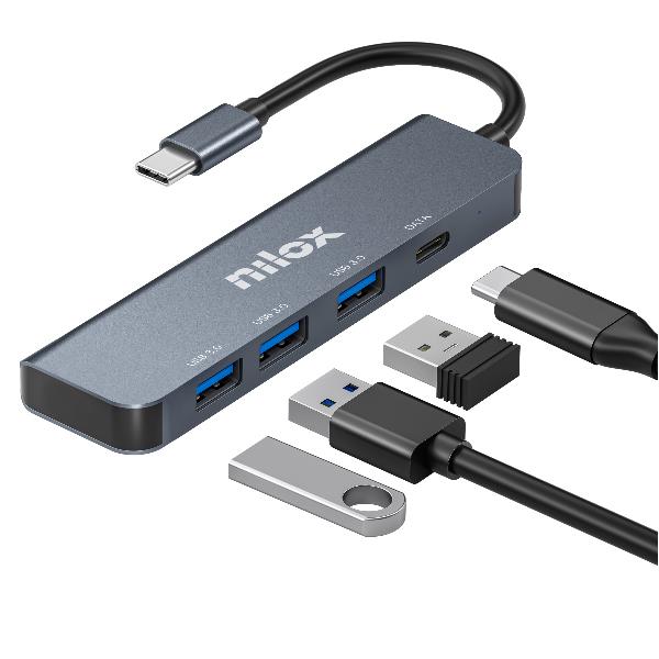 Nilox hub usb c con 3 porte usb 3.0 e 1 porta usbc 8431775035812