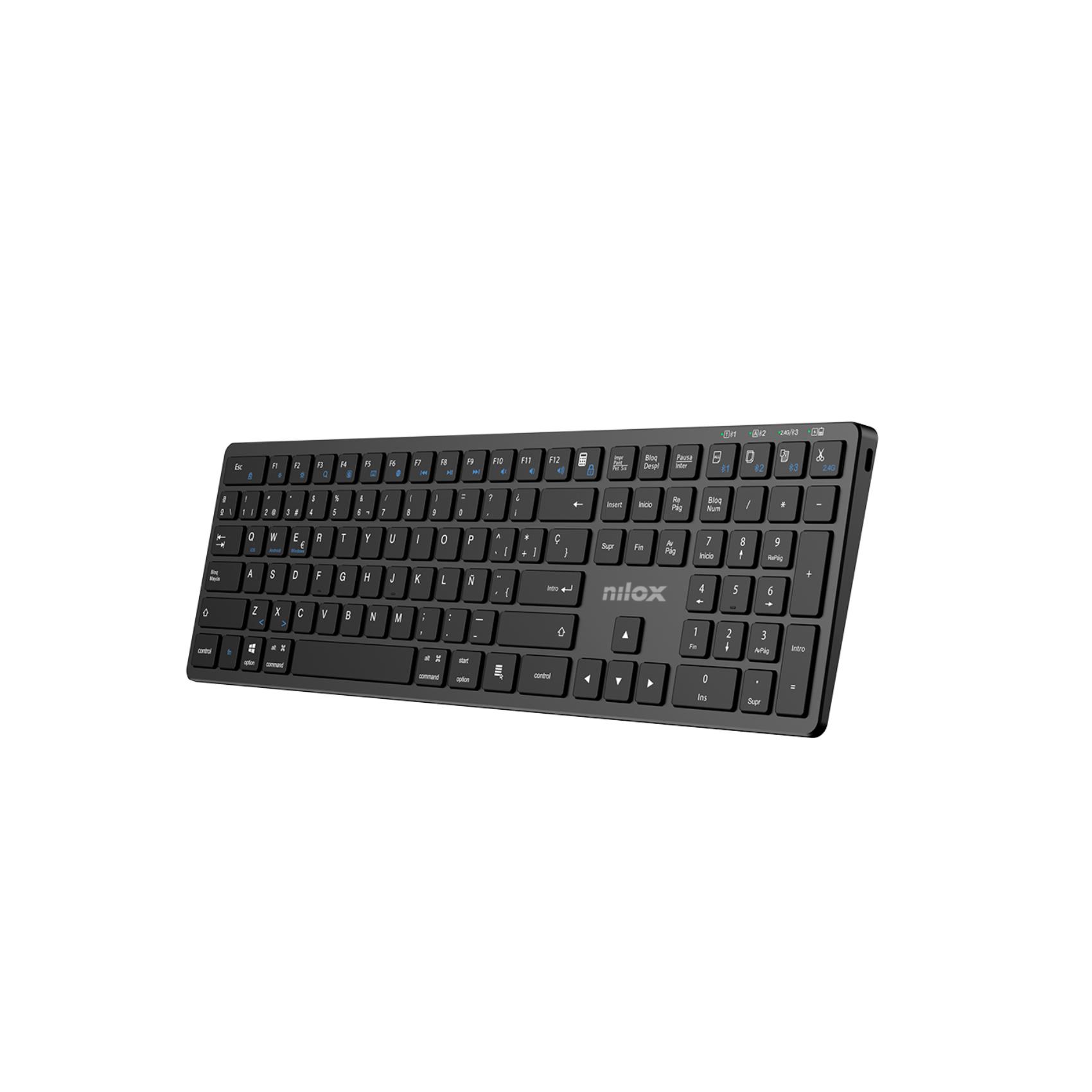 Tastiera wireless multifunzionale nilox tech in alluminio 8431775136519