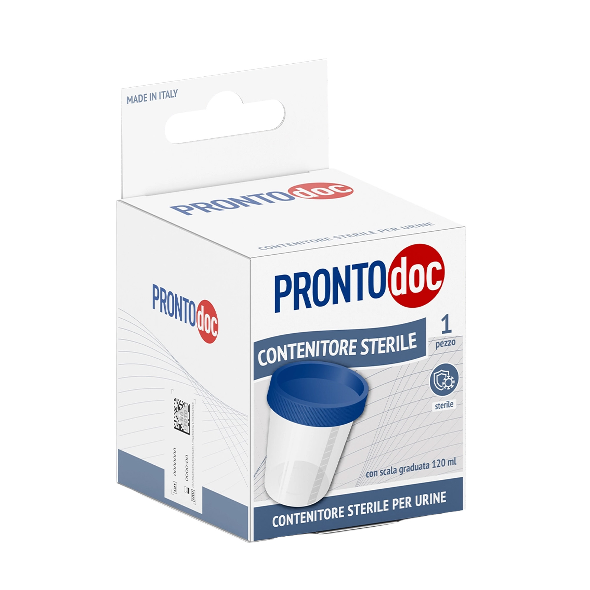 Contenitore sterile per urine da 120 ml con tappo ermetico prontodoc 8000957417403