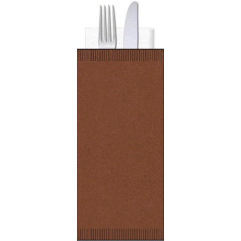 Buste portaposate Ristocart in carta paglia con tovagliolo 2 veli 25x10,5 cm conf. 100 pz cacao - WRBUP2064