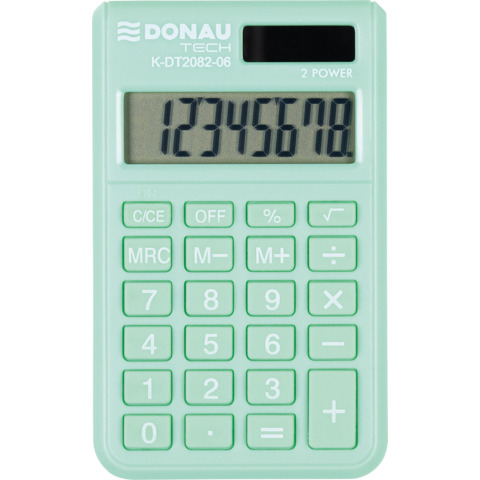 Calcolatrice tascabile Donau Tech con display a 8 cifre - 97x60x10 mm verde chiaro - K-DT2082-06