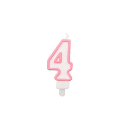 Candelina Party Go bianco e rosa H.6 cm n° 4 EA0198