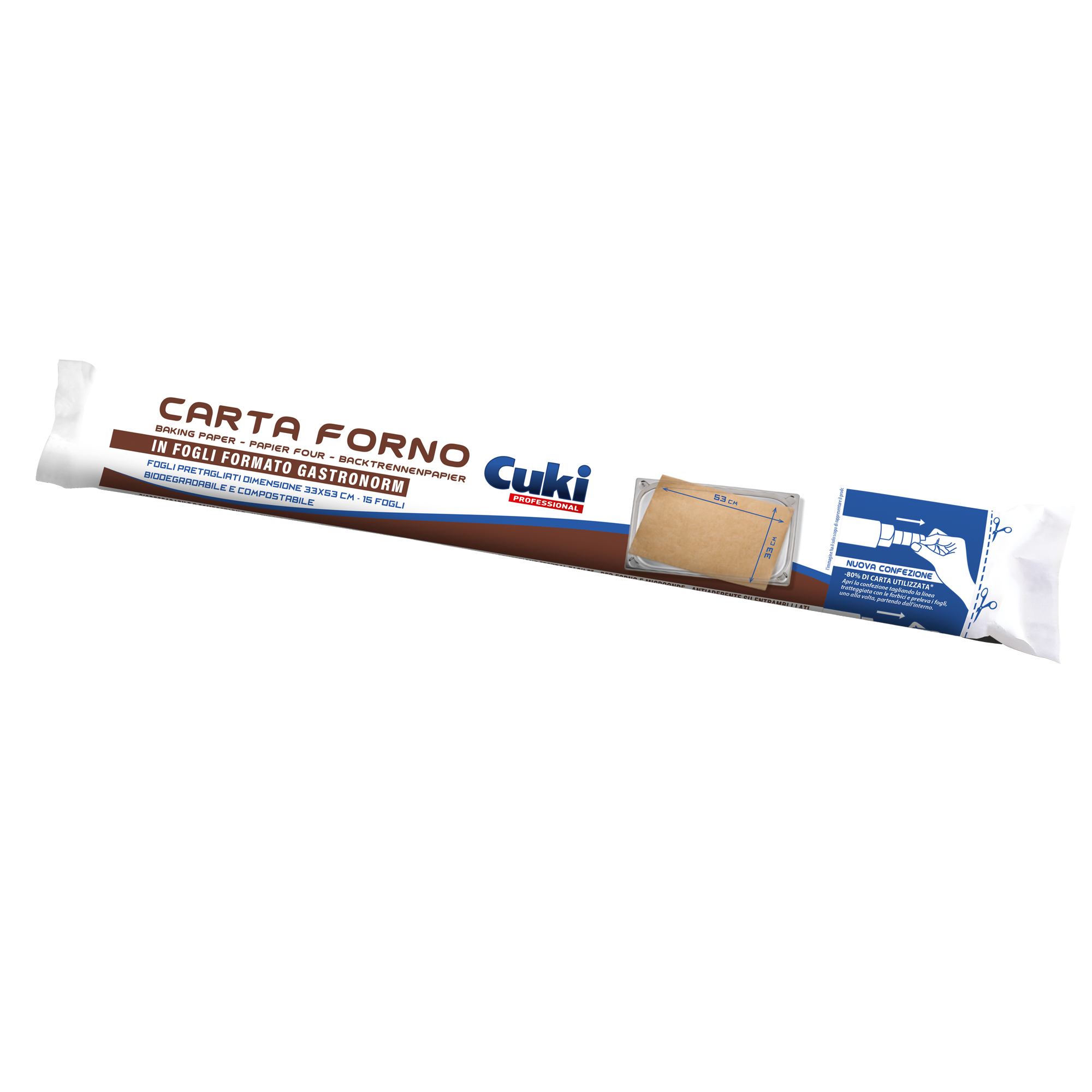 Carta forno - in fogli - 33 x 53 cm - 15 fogli - Cuki Professional