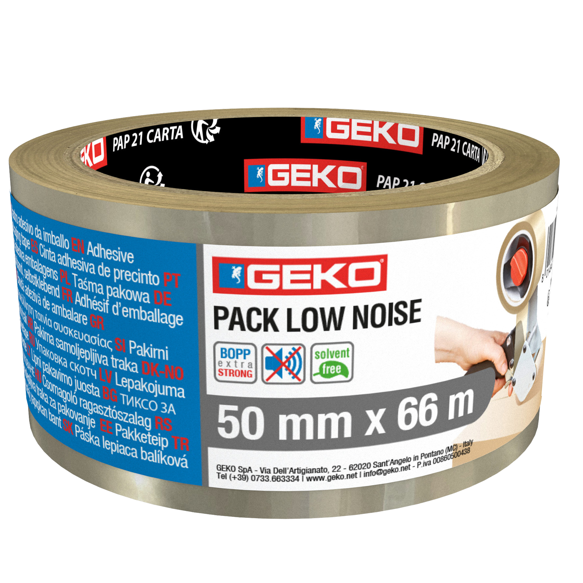 Nastro adesivo - 5 cm x 66 m - PPL - silenzioso - trasparente - Geko