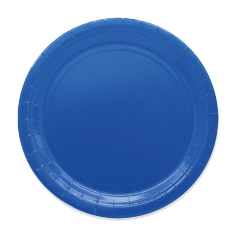 Piatti in carta di pura polpa di cellulosa Ecolor blu conf. 25 pz - 74089