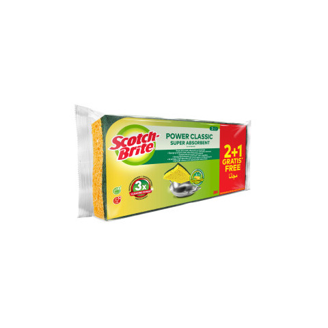 Spugna in fibra verde vegetale Scotch-Brite® Power Classic  conf. 2+1 OMAGGIO 20x105x230 mm - 7100242530