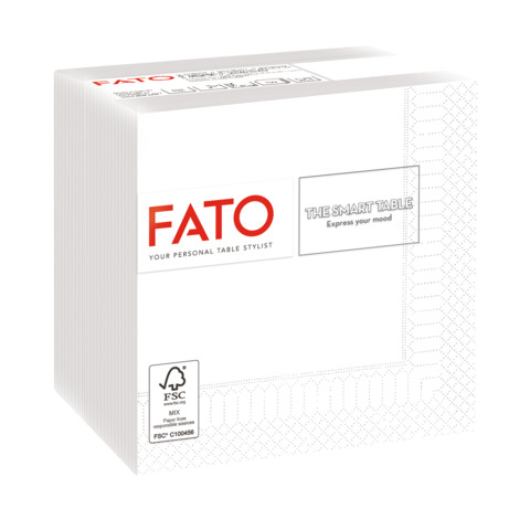 Tovaglioli piegati 2 veli Fato Smart Table pura cellulosa 24x24 cm bianco - conf. 100 pz - 82220003