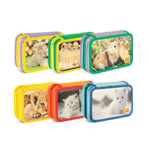 Astuccio a 3 zip Monikids Puppies in conf. da 12 pezzi fantasie assortite 32NIK214