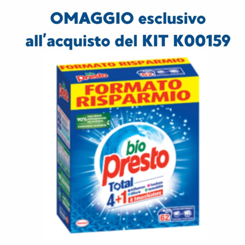 Detersivo lavatrice in polevere Bio Presto 62 lavaggi in OMAGGIO al KIT K00159 - 2956351