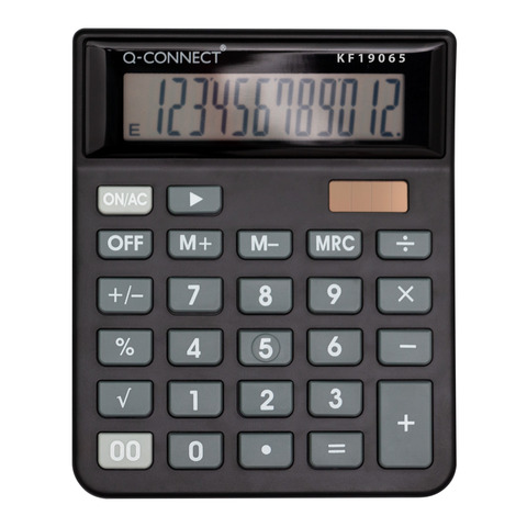 Calcolatrice da tavolo Q-Connect a doppia alimentazione in ABS 12 cifre - KF19065