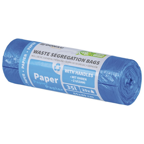 Sacchi immondizia per raccolta differenziata carta Donau Home 35 L 65x49 cm - 14 µm blu - rotolo 20 pz -