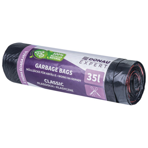 Sacchi immondizia per rifiuti inorganici Donau Expert 35 L 60x50 cm - 20 µm nero - rotolo 15 pz - 22383318-05