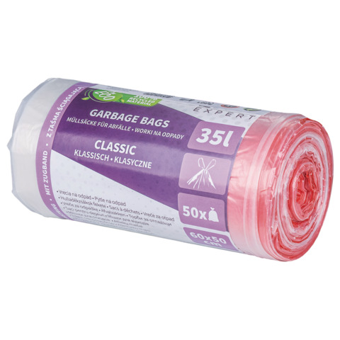 Sacchi immondizia per rifiuti inorganici Donau Expert 35 L 60x50 cm - 27 µm trasparente - rotolo 50 pz - 22383313-90