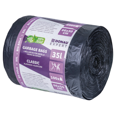 Sacchi immondizia per rifiuti organici Donau Expert 35 L 66x50 cm - 20 µm nero - rotolo 100 pz - 22384615-05